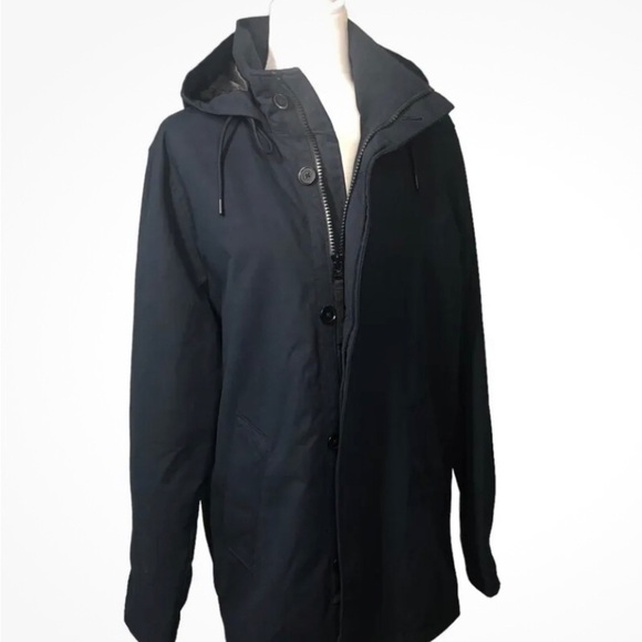 Abercrombie Fitch Jacket Womans Size L Navy Adirondack Trench Hooded Vintage - Picture 3 of 9